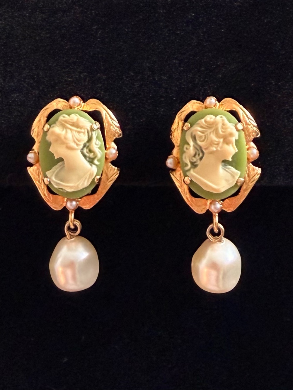 Dolce & Gabbana Resin & Faux Pearl Cameo Clip-On Earrings